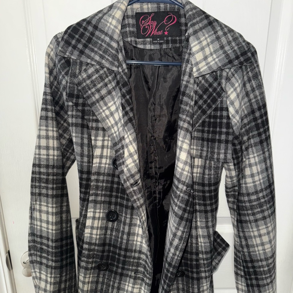 Say What? Black and White Plaid Blazer